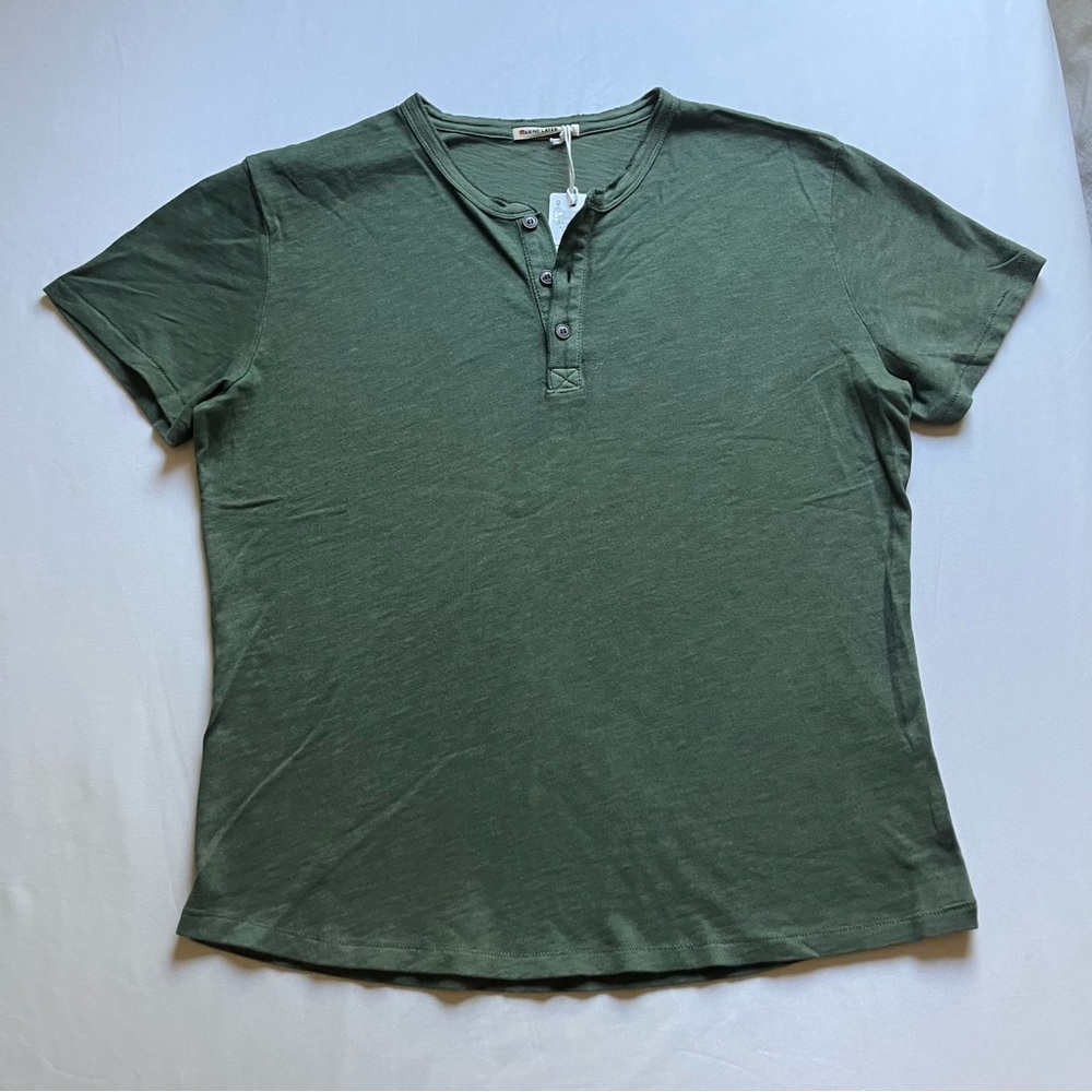 NWT MARINE LAYER green slub knit polo short sleeve T-shirt